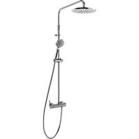 Drie vaste griferia douche-garnituur douche-batterij antikalkknop Lex · ø 225 mm. Met kogelkop (299.632.01) mobiele telefoon. · Douche massage Ø 100 mm (5 functies) (1.34.748). · Bureaulamp satijn (91.34.609.15). · Telescoopstang. (5). (15). 08119 702).