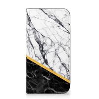 iPhone 15 Plus Standcase Marmer Wit Zwart - Origineel Cadeau Man - thumbnail