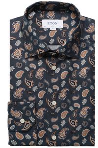 ETON Slim Fit Flanellen Overhemd donkerblauw, Paisley