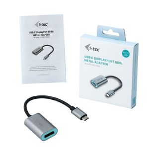 i-tec Metal C31METALDP60HZ video kabel adapter 0,15 m USB Type-C Display Port Grijs, Turkoois