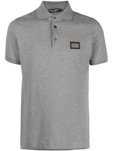 Dolce & Gabbana logo-plaque cotton polo shirt - Gris