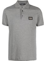 Dolce & Gabbana logo-plaque cotton polo shirt - Gris - thumbnail