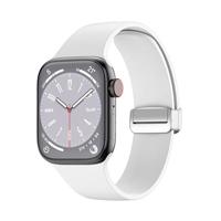 By Qubix - Siliconen bandje - Folding Buckle - Wit - Compatible met Apple Watch 38mm / 40mm / 41mm / 42mm - Compatible Apple watch bandjes