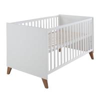 roba Ole babybed 70 x 140 cm - converteerbaar in een kinderbed - 0 tot 7 jaar - tot 50 kg - in hoogte verstelbaar - 3 afneembare stangen - hout wit/decor donker eiken, 1911859