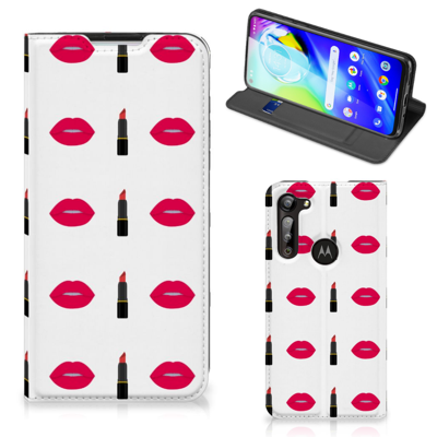 Motorola Moto G8 Power Hoesje met Magneet Lipstick Kiss Motorola Moto G8 Power Hoesje met Magneet Lipstick Kiss