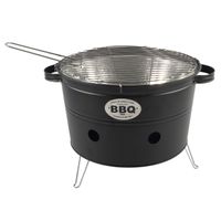 Houtskool barbecue/bbq emmer zwart tafelmodel 33 cm   - - thumbnail