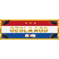 Sticker Geslaagd Nederlandse vlag 19,6 x 6,5 cm