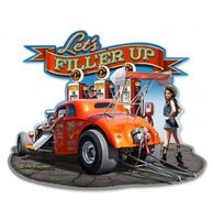 Let&apos;s Fill&apos;er Up Hot Rod - Gas Station Zwaar Metalen Bord