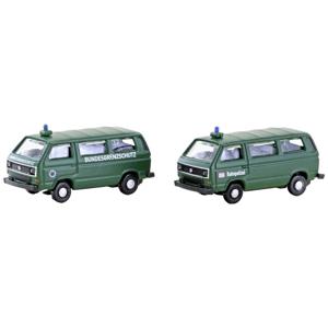 Minis by Lemke LC4353 N Auto Volkswagen T3 set van 2 voertuigen: Duitse politiebus BGS + Duitse spoorwegpolitie