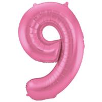 Folat cijferballon 9 folie 86 cm roze