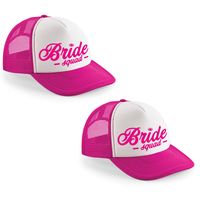 4x stuks bride Squad script vrijgezellen snapback cap/ truckers petje roze fuchsia dames   -