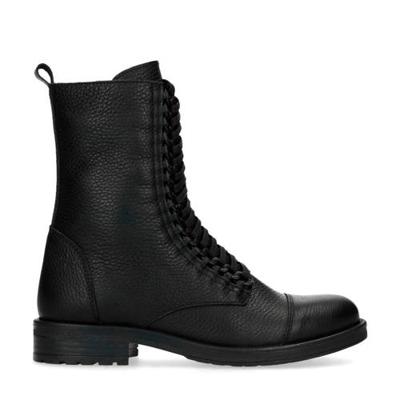 Sacha leren veterboots zwart