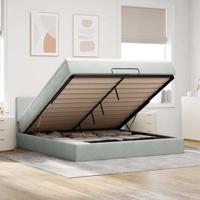 vidaXL Ottoman bed met matras en LED's 160x200cm fluweel lichtgrijs