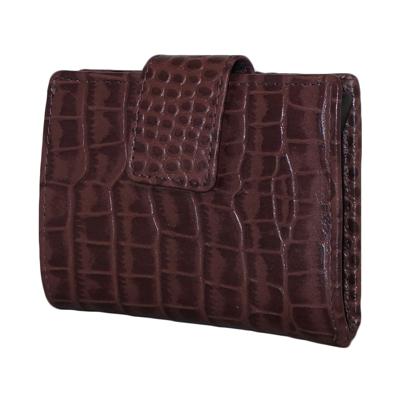 Leather Design Portemonnee Croco Cognac met Kaarthouder Vak