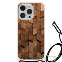 Stevig Telefoonhoesje voor iPhone 14 Pro Wooden Cubes - thumbnail