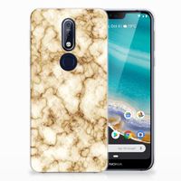 Nokia 7.1 TPU Siliconen Hoesje Marmer Goud - thumbnail