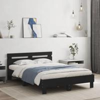 vidaXL Bedframe met hoofdeinde en LED zwart 120x190 cm, bed, bedbodem, logeerbed, 2-persoons bed, slaapkamermeubel, bedframe met hoofdeinde
