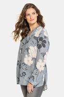 Ulla Popken Tuniek, bloemendessin, afgeronde zoom, lange mowuen - Grote Maten