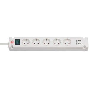 Brennenstuhl Bremounta Extension Socket 5-way 2x USB white 3m H05VV-F 3G1.5