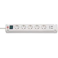 Brennenstuhl Bremounta Extension Socket 5-way 2x USB white 3m H05VV-F 3G1.5 - thumbnail