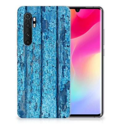 Xiaomi Mi Note 10 Lite Bumper Hoesje Wood Blue Xiaomi Mi Note 10 Lite Bumper Hoesje Wood Blue