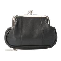 Leather Design Beugel Beursje Zwart