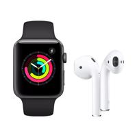 Refurbished Apple Watch Series 3 42mm Space Gray + Apple AirPods 2 met oplaadcase