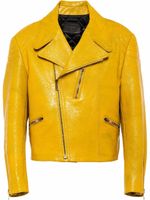 Prada veste de moto en cuir - Jaune - thumbnail