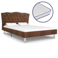 vidaXL Bed met traagschuim matras stof bruin 140x200 cm