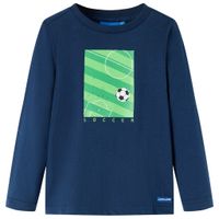 Kindershirt met lange mouwen voetbalveldprint 92 marineblauw - thumbnail