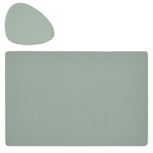 Placemats en onderzetters lederlook - set 6x - mintgroen - 45 x 30 cm