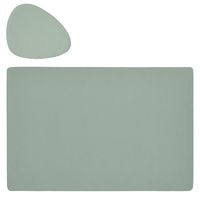 Placemats en onderzetters lederlook - set 6x - mintgroen - 45 x 30 cm - thumbnail