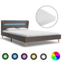 vidaXL Bed met LED en matras stof taupe 140x200 cm