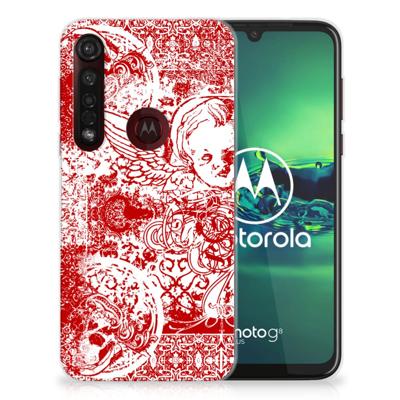 Silicone Back Case Motorola Moto G8 Plus Angel Skull Rood