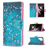 Wonder Series Samsung Galaxy S22 Ultra 5G Wallet Case - Witte Bloemen