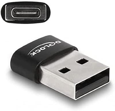 Delock USB 2.0 Adapter USB Type-A stekker naar USB Type-C bus zwart