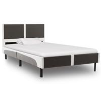 vidaXL Bedframe kunstleer grijs en wit 90x200 cm