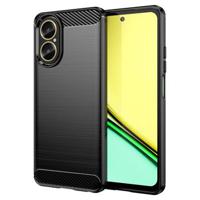 Realme C67 4G Geborsteld TPU Hoesje - Koolstofvezel - Zwart