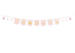 Roze Geboorte Banner 'Oh Baby' Met Tassels (2,5m)