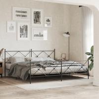 vidaXL Bedframe met hoofd- en voeteneinde metaal zwart 200x200 cm, tweepersoonsbed, bedombouw, logeerbed, bed, ledikant, bed frame, metalen bedframe