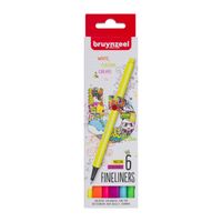 Fineliner Bruynzeel set ÃƒÂ¡ 6 neonkleuren