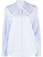 Off-White belted cotton-poplin shirt - Bleu