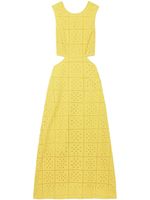 GANNI robe mi-longue à broderie anglaise - Jaune - thumbnail