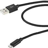 Vivanco 38307 USB-A naar Lightning-datakabel, 2 m, snel opladen, Apple MFi certificering - gevlochten nylon, zwart