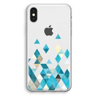 Gekleurde driehoekjes blauw: iPhone XS Transparant Hoesje - thumbnail