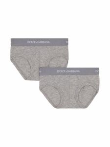 Dolce & Gabbana Kids lot de 2 boxers à bande logo - Gris