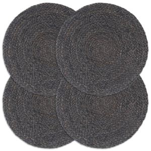 VidaXL Placemats 4 st rond 38 cm jute donkergrijs