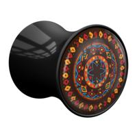 Double Flared Plug met African Design Acryl Tunnels & Plugs