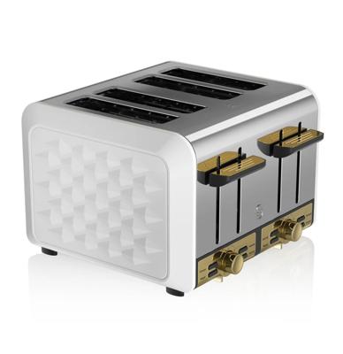Swan Gatsby Lijn 4-Sneden Broodrooster - Wit/Goud Swan Gatsby Lijn 4-Sneden Broodrooster - Wit/Goud