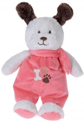 Tender Toys knuffelhond met kleren en sjaal 27 cm wit/roze